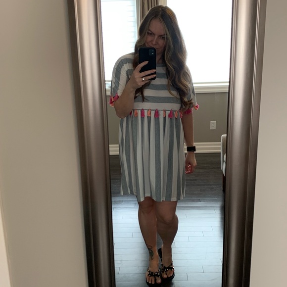 Tassel striped cotton dress - Picture 3 of 3